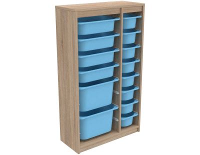 Meuble de rangement 14 tiroirs Montana (Sonomo et bleu)