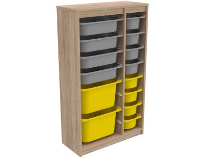 Meuble de rangement 14 tiroirs Montana (Sonomo, gris et jaune)