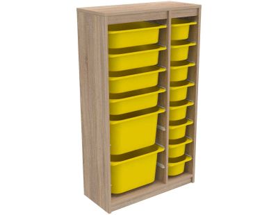 Meuble de rangement 14 tiroirs Montana (Sonomo et jaune)