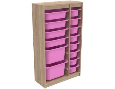 Meuble de rangement 14 tiroirs Montana (Sonomo et rose)