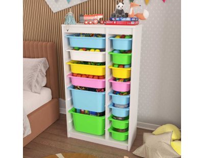 Meuble de rangement 14 tiroirs Montana (Sonomo et multicolore)