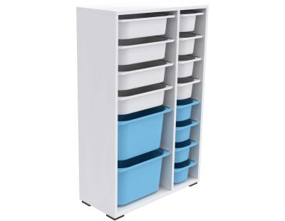 Meuble de rangement 14 tiroirs Rine (Blanc et bleu)