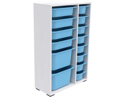 Meuble de rangement 14 tiroirs Rine (Blanc et bleu 2)