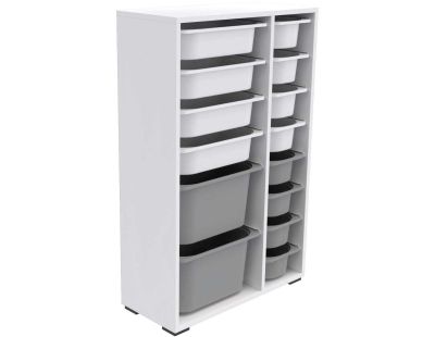 Meuble de rangement 14 tiroirs Rine (Blanc et gris)