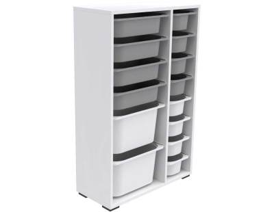 Meuble de rangement 14 tiroirs Rine (Blanc et gris 3)