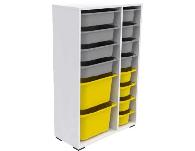 Meuble de rangement 14 tiroirs Rine (Blanc, gris et jaune)