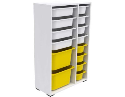 Meuble de rangement 14 tiroirs Rine (Blanc et jaune)