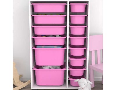 Meuble de rangement 14 tiroirs Rine (Blanc et rose 2)