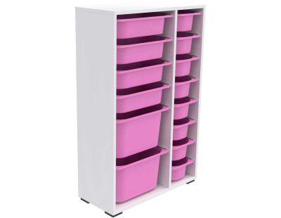 Meuble de rangement 14 tiroirs Rine (Blanc et rose 2)