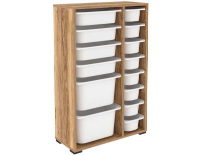 Meuble de rangement 14 tiroirs Rine (Noyer et blanc)