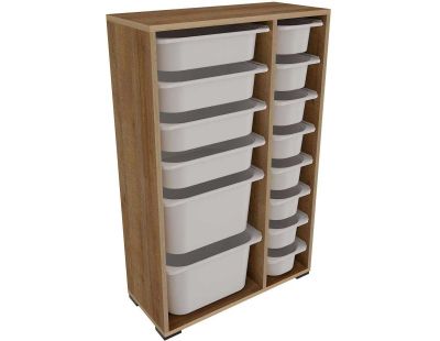 Meuble de rangement 14 tiroirs Rine (Chêne et blanc)