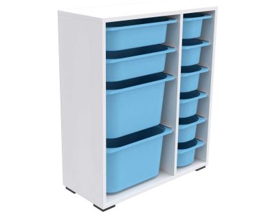 Meuble de rangement 10 tiroirs Zen (Blanc et bleu 2)