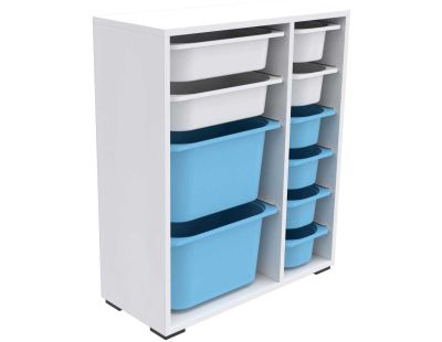 Meuble de rangement 10 tiroirs Zen (Blanc et bleu)