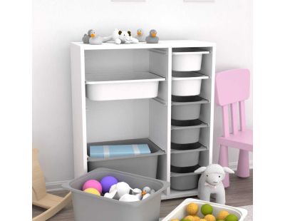 Meuble de rangement 10 tiroirs Zen (Blanc et gris)