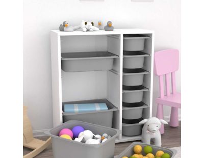 Meuble de rangement 10 tiroirs Zen (Blanc et gris 2)