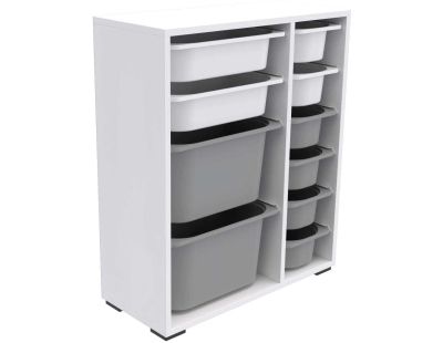Meuble de rangement 10 tiroirs Zen (Blanc et gris)