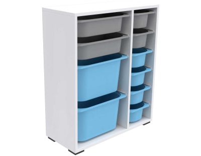 Meuble de rangement 10 tiroirs Zen (Blanc, gris et bleu)