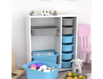 Meuble de rangement 10 tiroirs Zen (Blanc, gris et bleu)