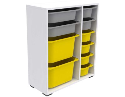 Meuble de rangement 10 tiroirs Zen (Blanc, gris et jaune)