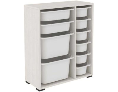 Meuble de rangement 10 tiroirs Zen (Blanc pierre de lune et blanc)