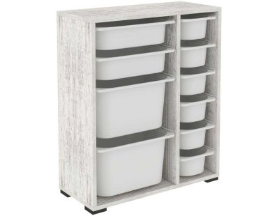Meuble de rangement 10 tiroirs Zen (Bois blanc et blanc)