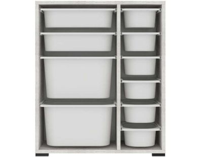 Meuble de rangement 10 tiroirs Zen (Bois blanc et blanc)
