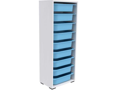 Meuble de rangement 9 tiroirs Zola (Blanc et bleu)