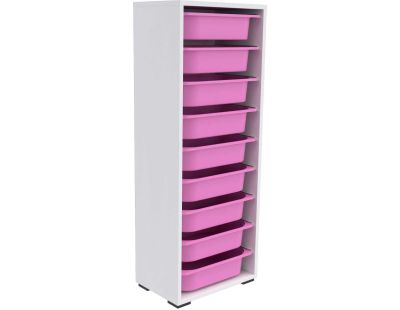 Meuble de rangement 9 tiroirs Zola (Blanc et rose)