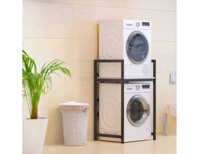 Meuble de superposition machine à laver seche-linge Cindy (Noir et blanc)