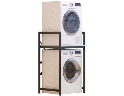 Meuble de superposition machine à laver seche-linge Cindy (Noir et blanc)