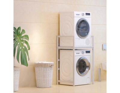 Meuble de superposition machine à laver seche-linge Cindy (Blanc)