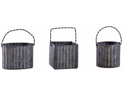 Mini cache-pot en métal galvanisé ondulé (Lot de 6)