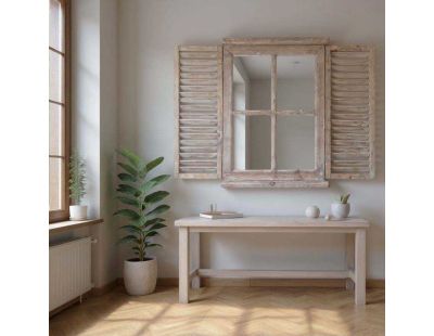 Miroir en bois teinté vieilli (87 x 7 x 71 cm)