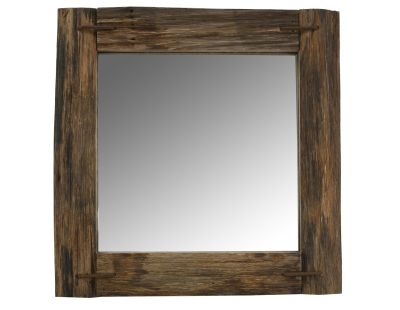 Miroir carré en bois recyclé rustique (Carrée)