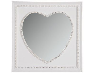 Miroir carré coeur blanc