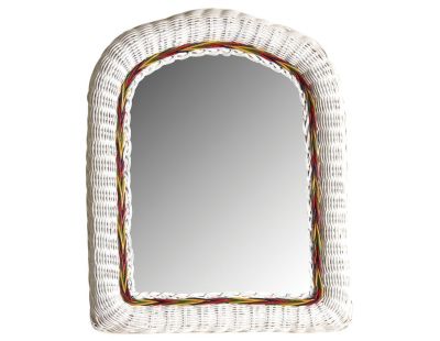 Miroir en moelle de rotin laqué blanc