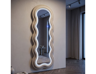 Miroir mural en MDF avec led intégrés Frame 60 x 160 cm (Crème)