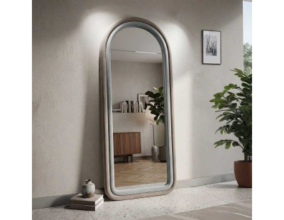 Miroir mural en velours Cloé 60 x 4 x 160 cm (Gris)