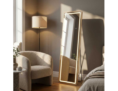 Miroir sur pieds avec bandeau led 3 couleurs Marcia (Rectangulaire)