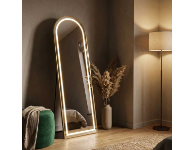 Miroir sur pieds avec bandeau led 3 couleurs Marcia (Arc)