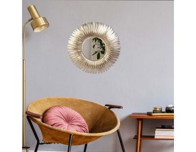 Miroir plumes en métal doré 53 cm