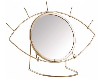 Miroir à poser oeil en métal doré