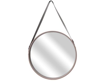 Miroir rond avec anse en PU Barber (50 cm)