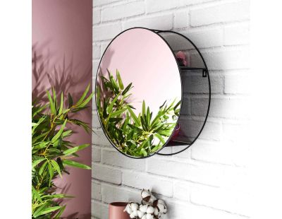 Miroir rond avec étagère en fer 45 cm