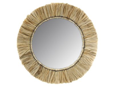 Miroir rond en jonc naturel