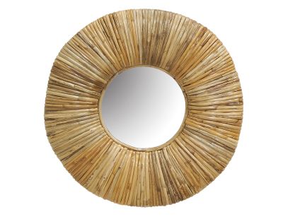 Miroir rond en rotin naturel