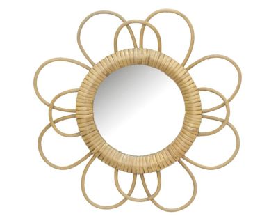 Miroir en rotin fleur