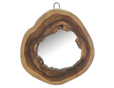 Miroir rond en teck naturel