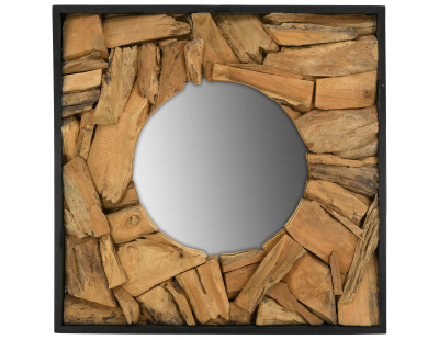 Miroir carré en teck recyclé naturel