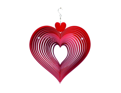 Mobile à vent coeur rouge (15 x 15 x 5 cm)